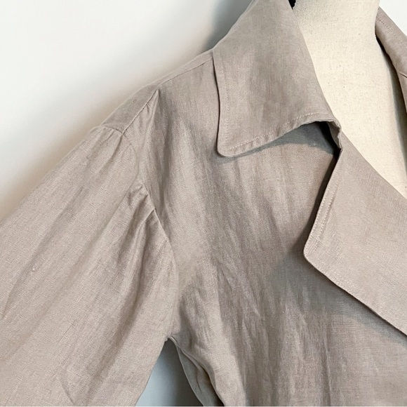 Avec Les Filles 100% Linen Belted Trench Coat Taupe Small NWOT - Picture 6 of 13